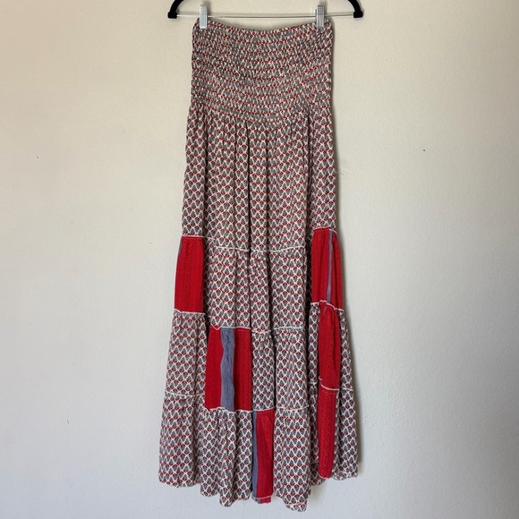 NWT Perry Walker Collective Catherine Midi Dress Silk Blend Periwinkle & Red - Picture 2 of 6